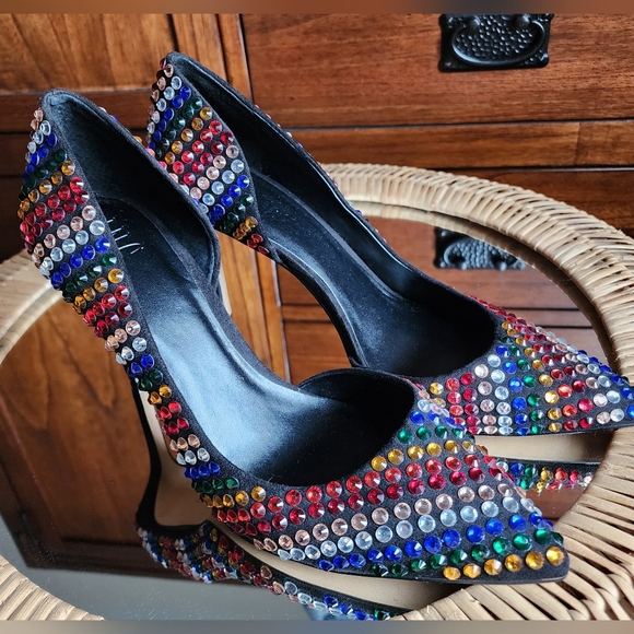 Colorful Rhinestone Embellished Women's Heels - Picture 1 of 4